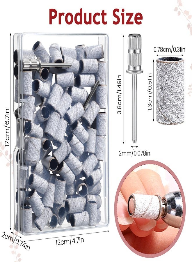 Alrhso 200 Pcs Nails Sanding Band 180 Grit Mini Sanding Band with 2 Pcs 3/32” Nail-Sanding Bit for Natural Nail, Gel Nail, Acrylic Nails, Manicure and Pedicure - Image 2